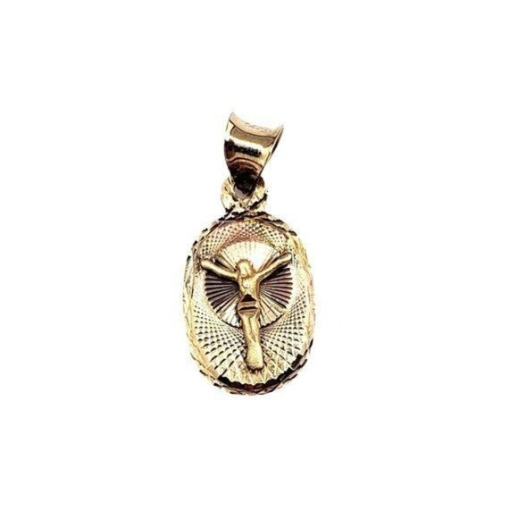 14K Solid Gold Jesus Pendant, 20 mm Real Gold Jesus Christ Pendant, Small Crucif - Picture 8 of 14